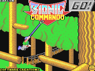 Bionic Commando title screen for Commodore 64